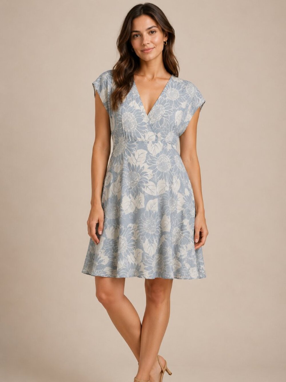 Madewell Silk Crossover Mini Dress Sunflowers